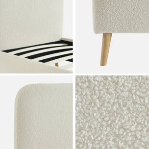 Lit avec sommier et tête de lit rembourrée 90 x 190 cm bouclette FINN