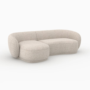 Canapé d'angle modulable 4 places en tissu beige chiné - Nova