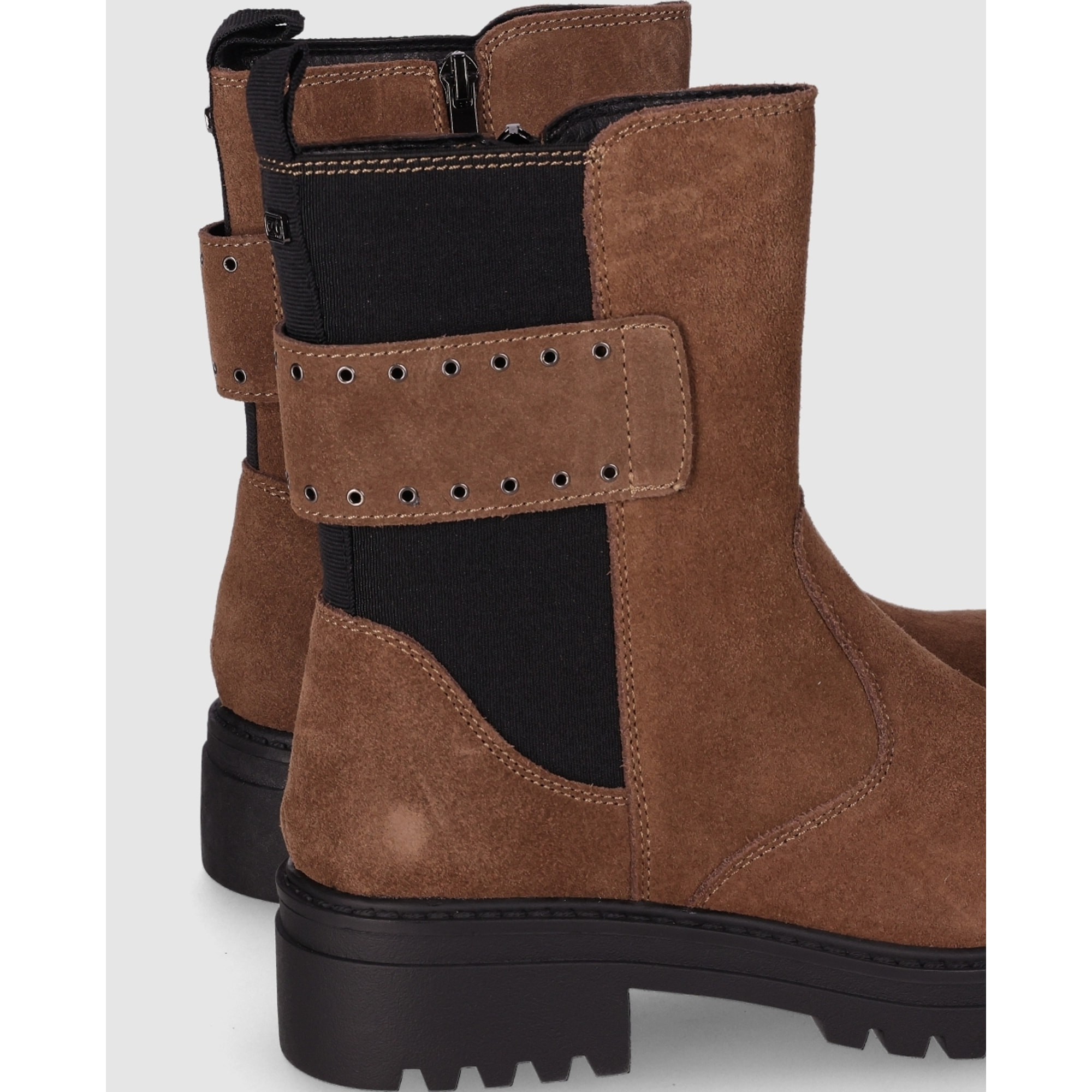 Botines de Serraje - Taupe - Tacón: 3 cm