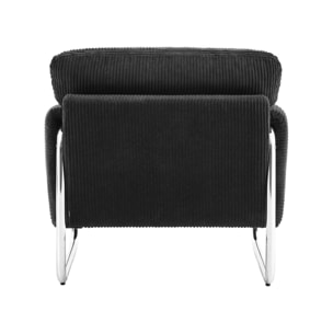 Fauteuil vintage velours côtelé armature chromée VINTAGE