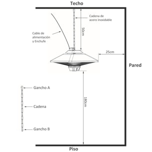 Estufa Colgante De Techo Con Control Remoto 1000/2000w