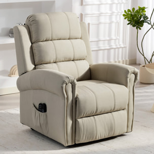 Fauteuil de massage fauteuil releveur électrique inclinaison réglable repose-pied ajustable lin beige
