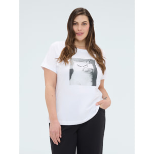 Fiorella Rubino - T-shirt in cotone con stampa gatto - Bianco