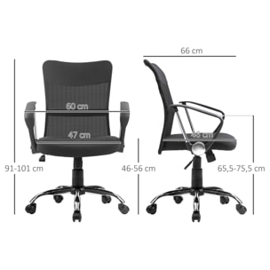 Fauteuil de bureau chaise de bureau réglable pivotant 360° fonction à bascule lin maille résille respirante noir