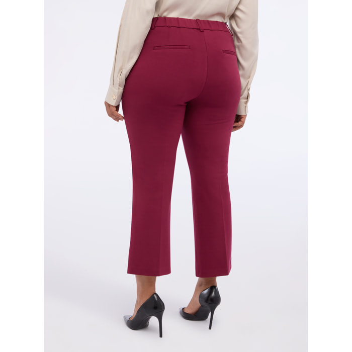 Fiorella Rubino - Pantaloni Kick Flare in Punto Milano - Bordeaux