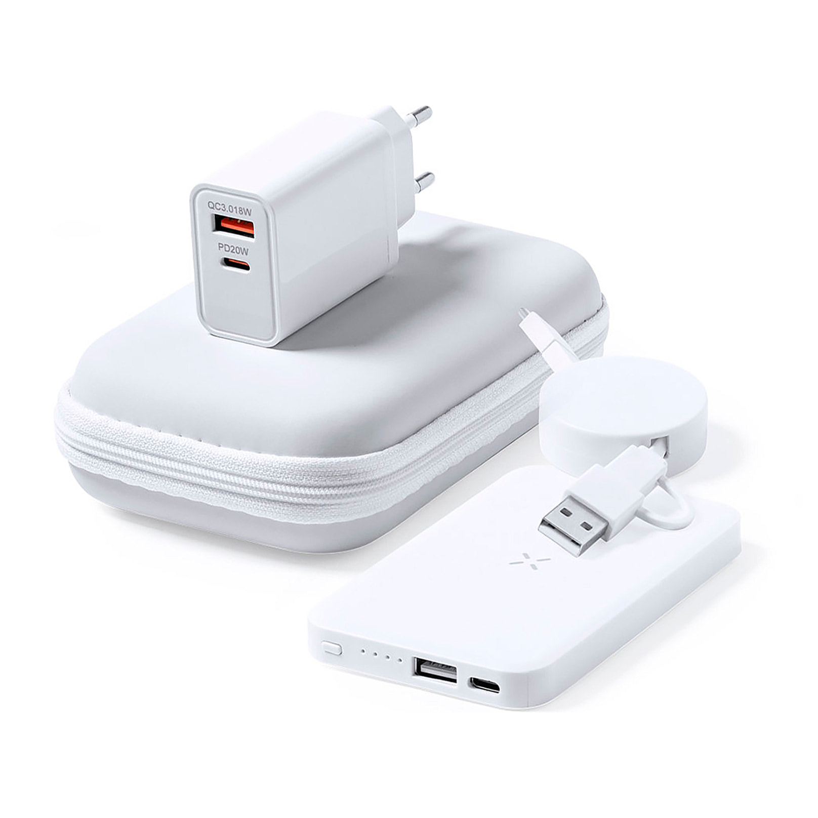 Set Power Bank Cable Cargador Apto .Micro USB, Tipo C y Lightning 9V DC 2.1A