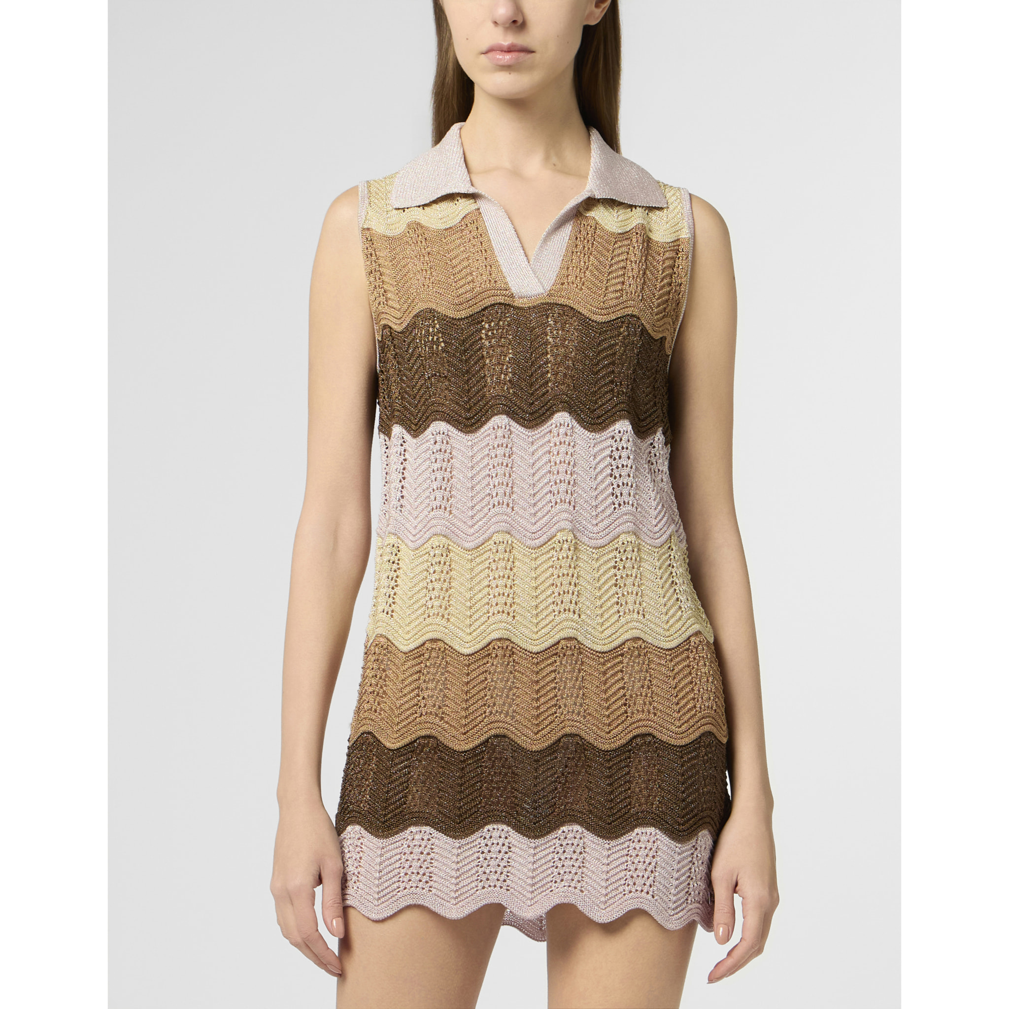 PHILIPP PLEIN Polo Neck Mini Dress Color Wave