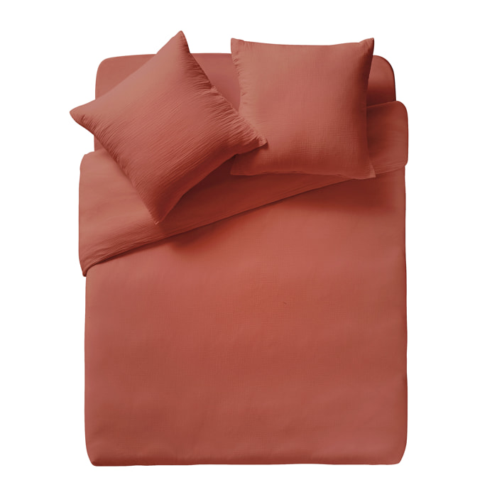 Taie d'oreiller unie en gaze de coton, TENDRESSE, Orange Tangerine