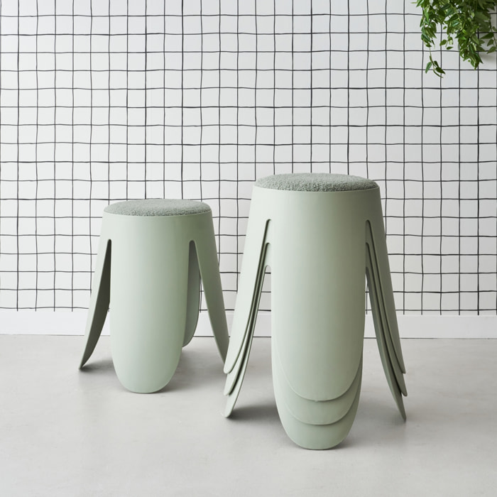 Tabouret empilable bouclette texturée (lot de 4) NIKI