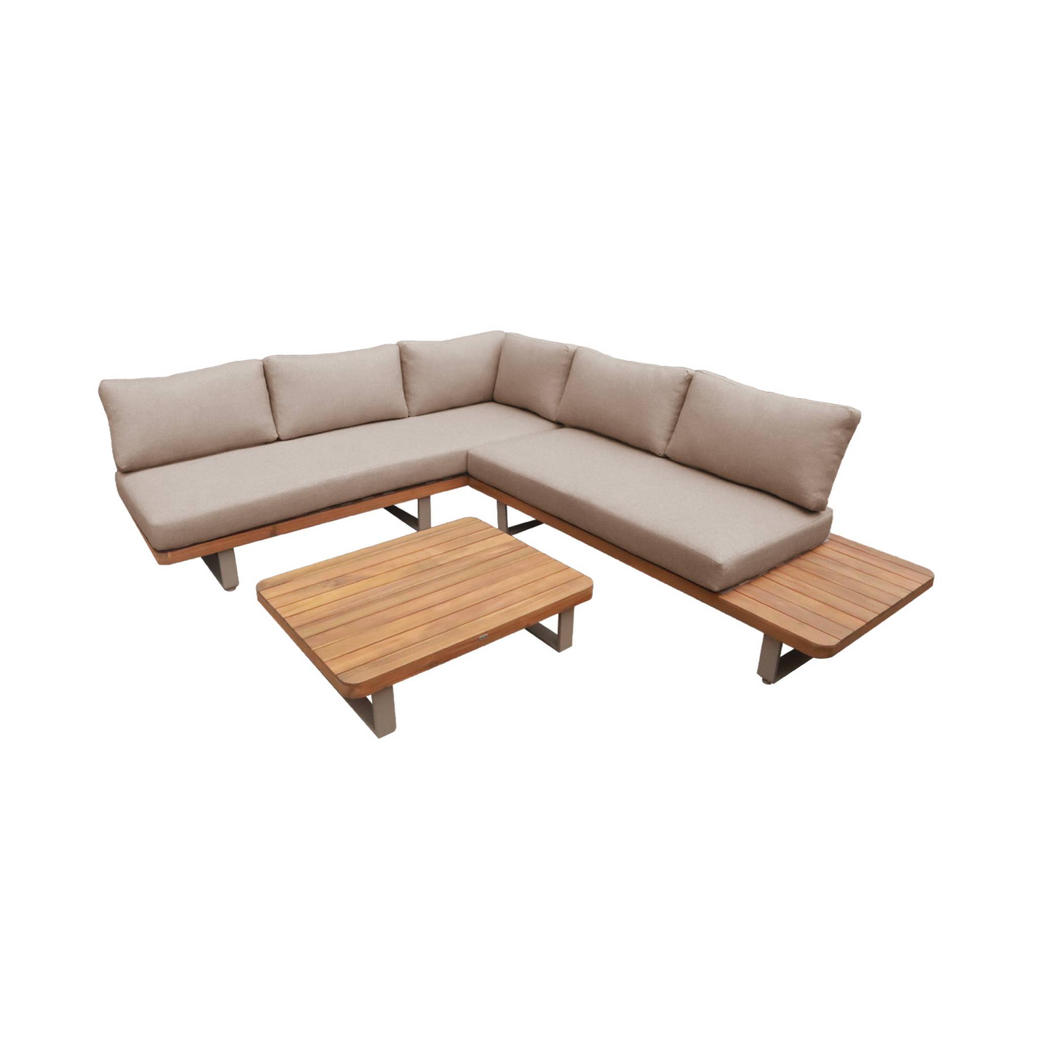 Salon de jardin d'angle bois d'acacia et aluminium 5 places ACALIA LATIKA