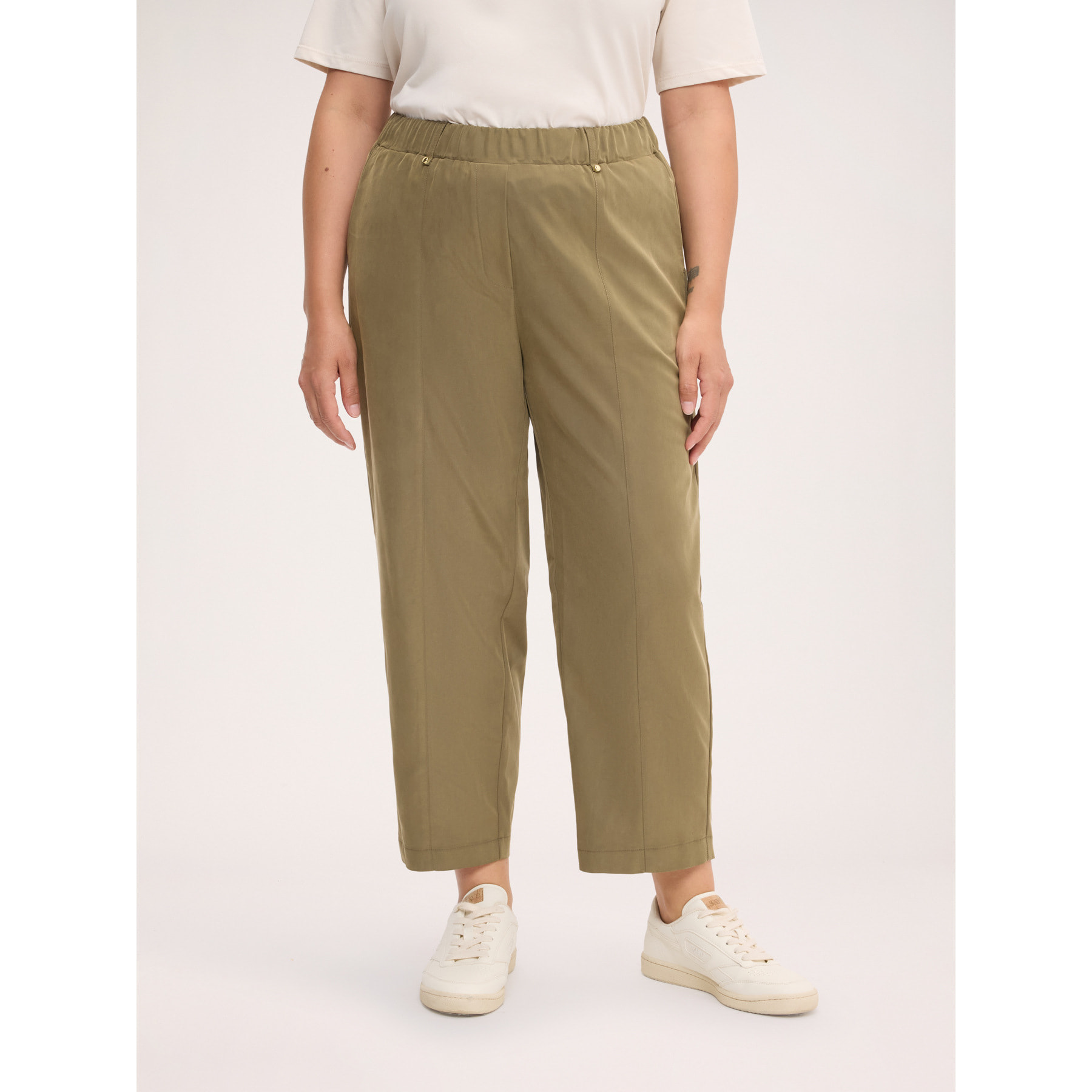 Fiorella Rubino - Pantaloni baggy misto viscosa - Verde militare
