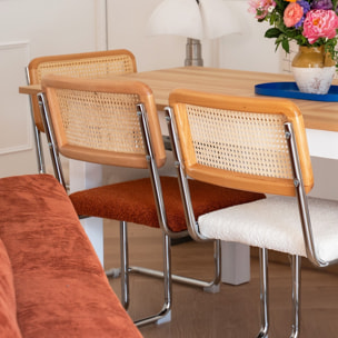 Lot de 2 chaises en cannage et tissu bouclé - MUSE