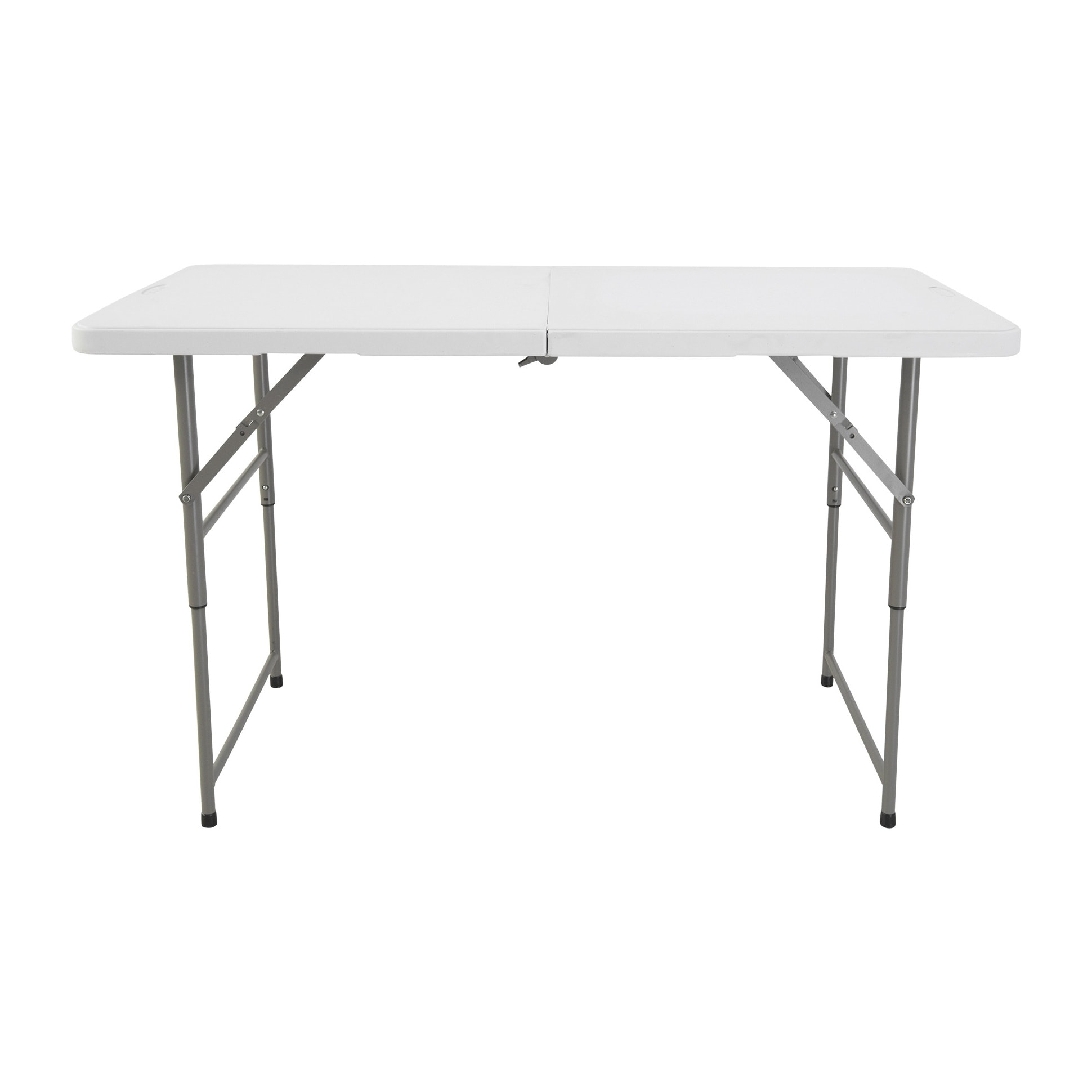 Mesa plegable multifuncional de altura regulable 122 x 60 x 50-74cm, sobre plegable y con asa para su desplazamiento