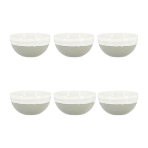 Lot de 6 bols vert amande en grès 57cl RIGA