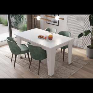 Tavolo da Pranzo Allungabile Da 140 A 200 Cm Gambe a Spillo Design Moderno 8 Posti Estensibile Guide In Metallo Cucina Salotto Soggiorno Bianco