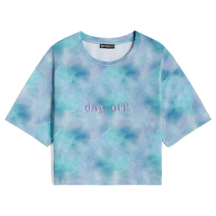 T-shirt corta in jersey tie dye con apertura sulla schiena