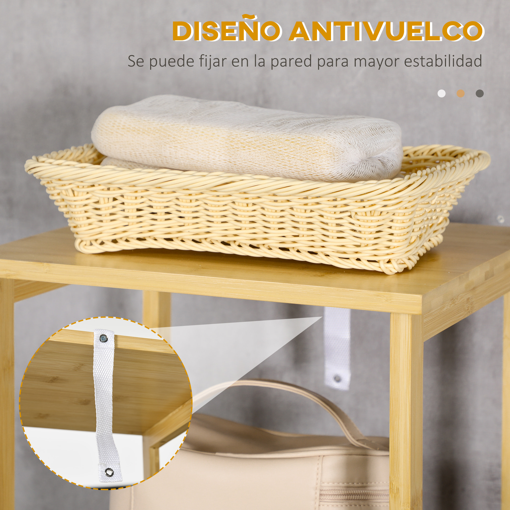 Estantería de Baño de Bambú Armario Alto para Baño con 3 Estantes y 1 Puerta Mueble Columna de Almacenaje para Salón 34x30x173 cm Natural