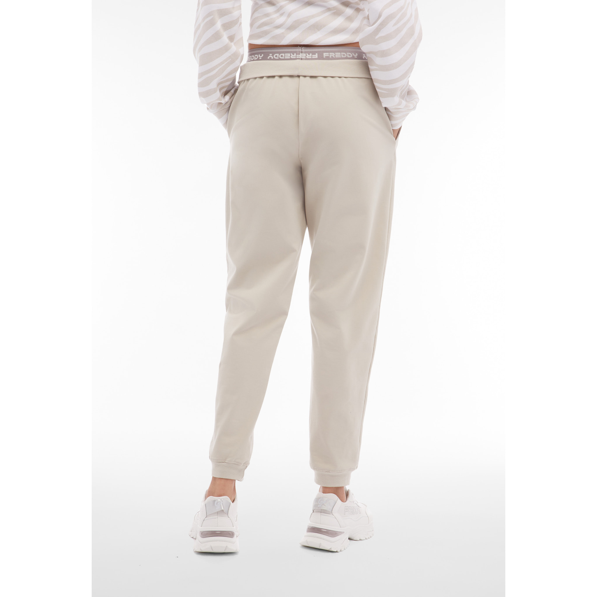 Pantaloni joggers in jersey con elastico logato scopribile