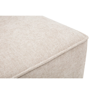 Pouf repose pieds en tissu effet velours texturé beige KERRY