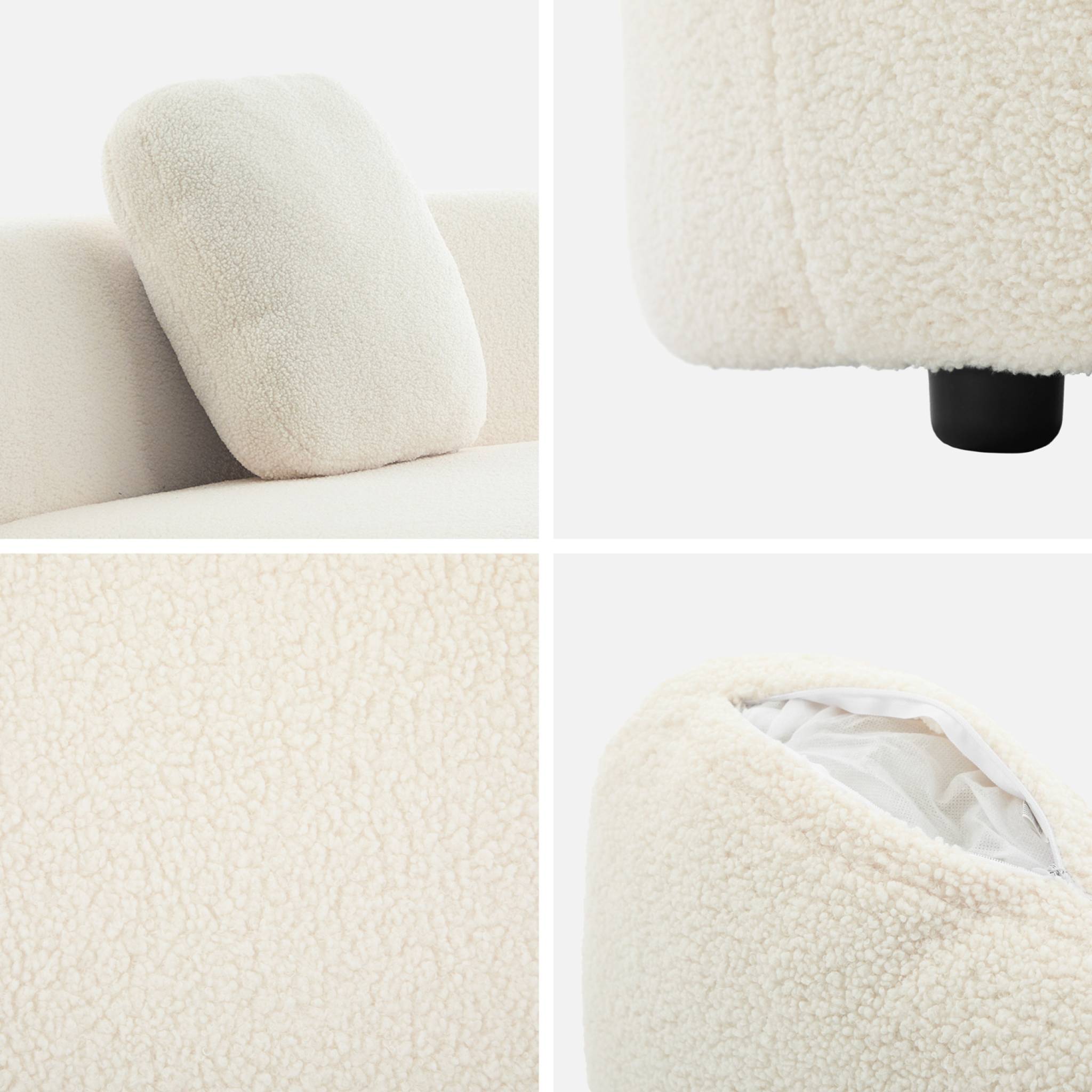 Canapé virgule organique droite 2-3 places bouclette blanche  L 171 x P 93 x H 68cm - Wave
