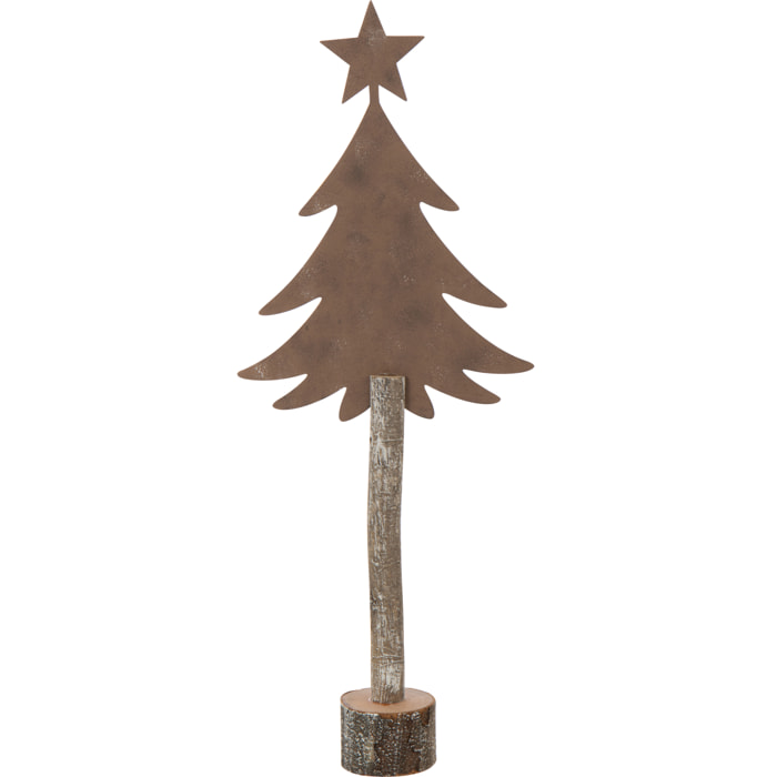 J-Line décoration sapin de Noël + Etoile - fer/bois - marron - large