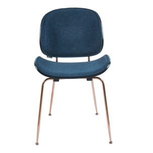 Set da 4 sedie eleganti in tessuto blu con struttura color oro rosa - Elizabeth