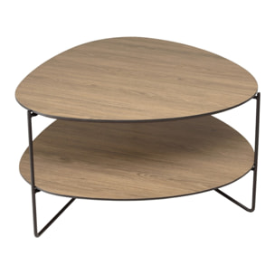 JULIA- Table basse 2 plateaux forme ovoïde couleur mocha pieds métal