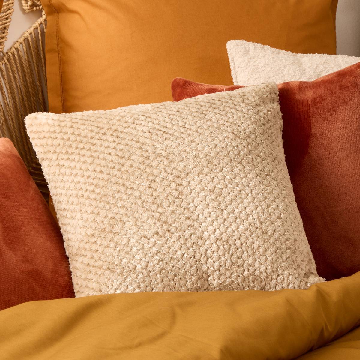 Coussin Lyno beige lin 40x40cm