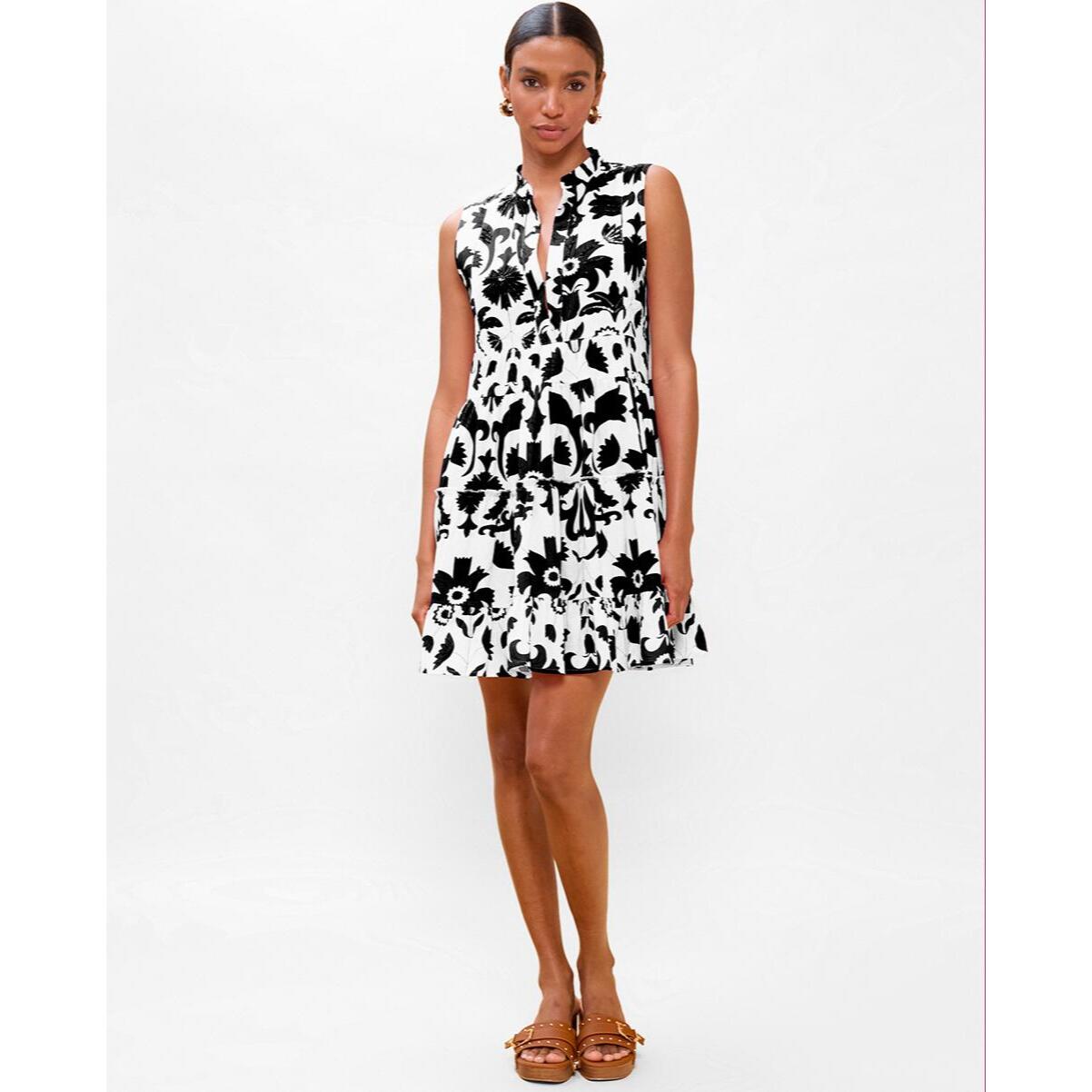 Abito corto con volant e stampa floreale