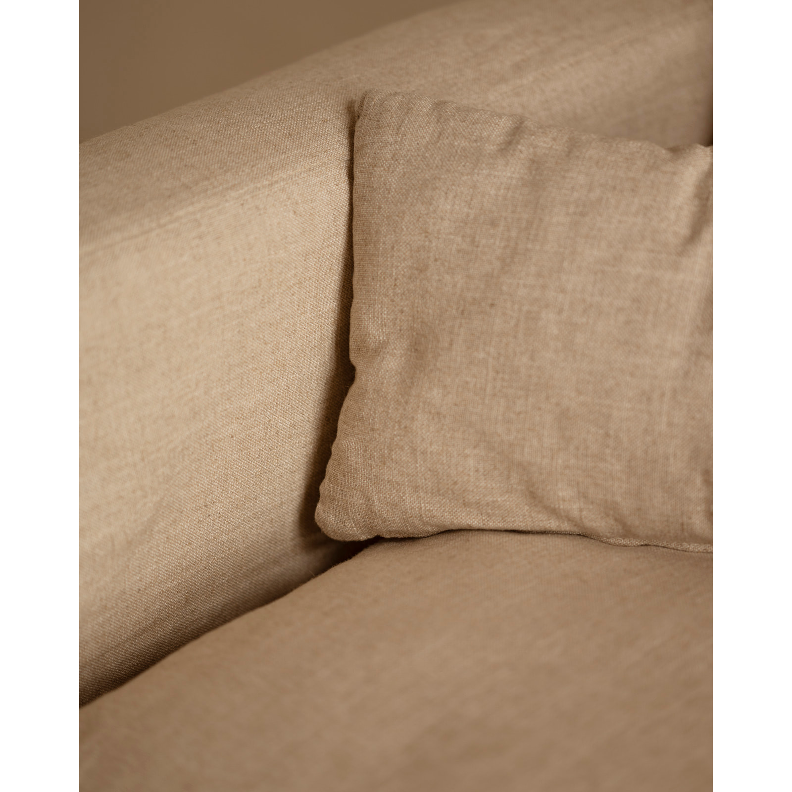 Módulo de algodón y lino con reposabrazos izquierdo desenfundable tono beige de 97x96cm Alto: 99 Largo: 97 Ancho: 96