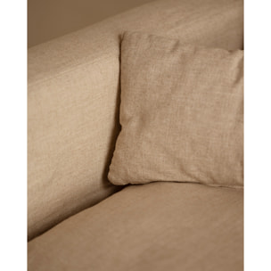 Módulo de algodón y lino con reposabrazos izquierdo desenfundable tono beige de 97x96cm Alto: 99 Largo: 97 Ancho: 96