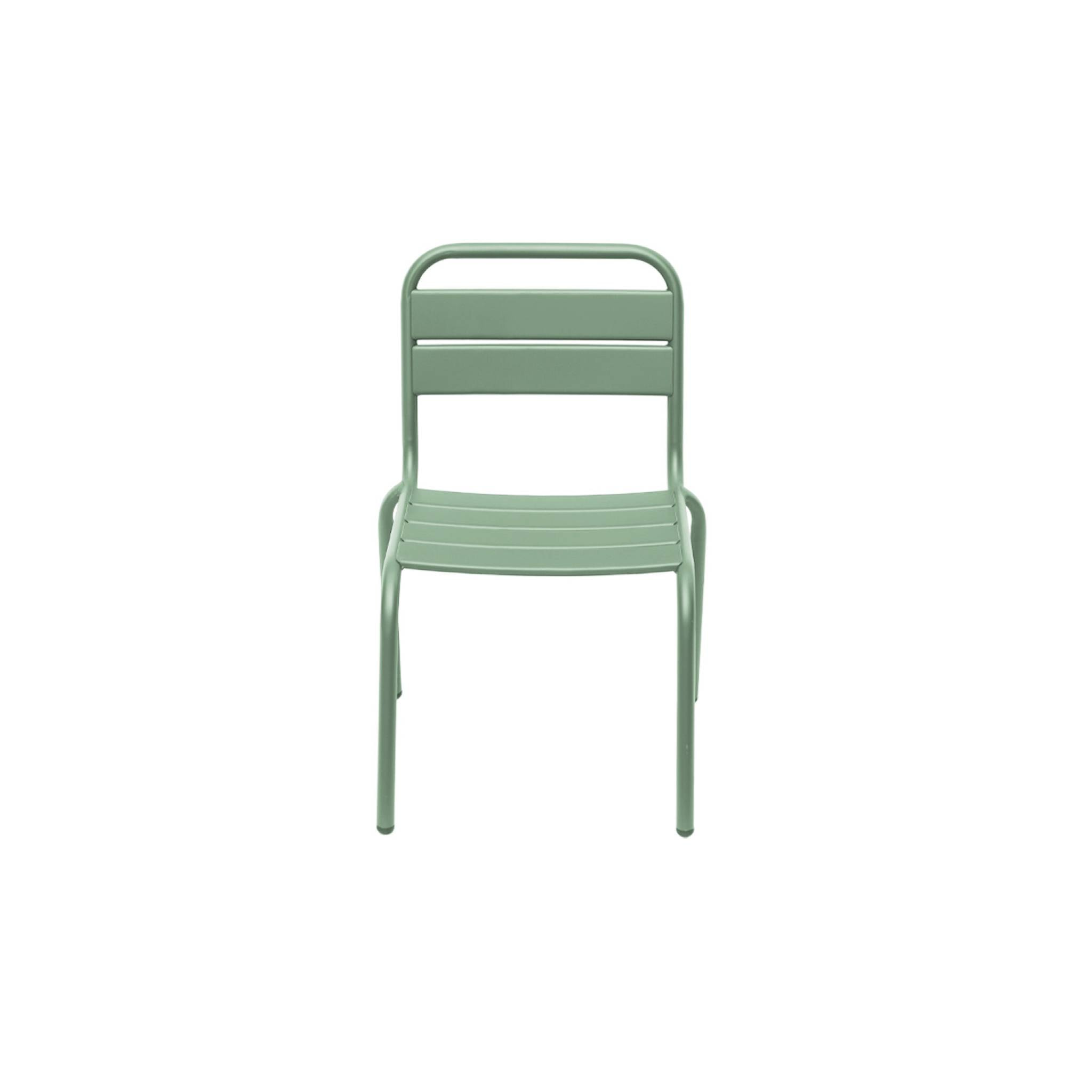 Lot de 2 chaises en métal vert clair pour enfant. salon de jardin enfant