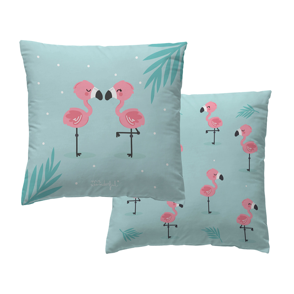 Funda de cojín reversible Mr.Wonderful Flamingos 45X45 cm