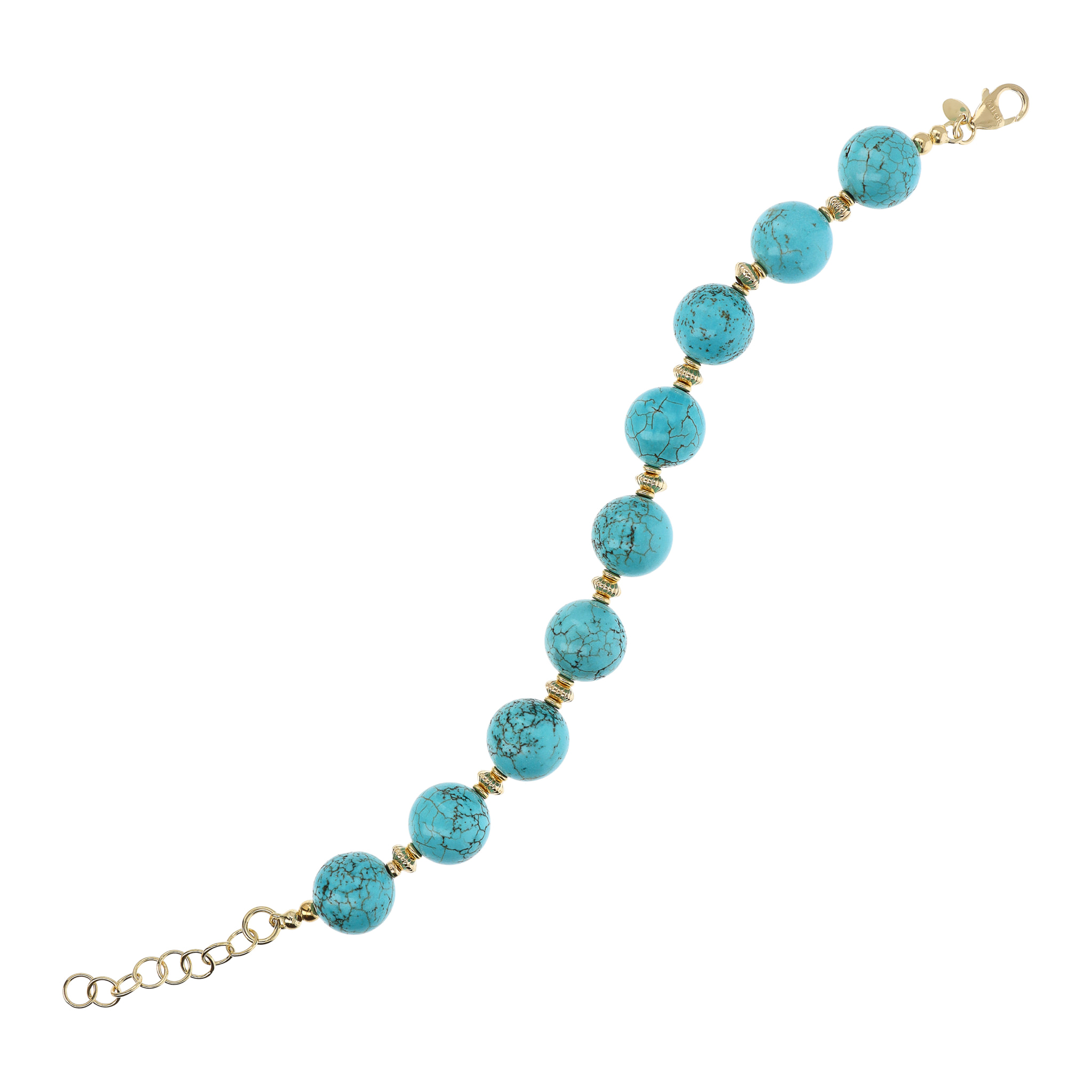 Bracciale in Argento 925 placcato Oro Giallo 18kt con Sfere in Magnesite