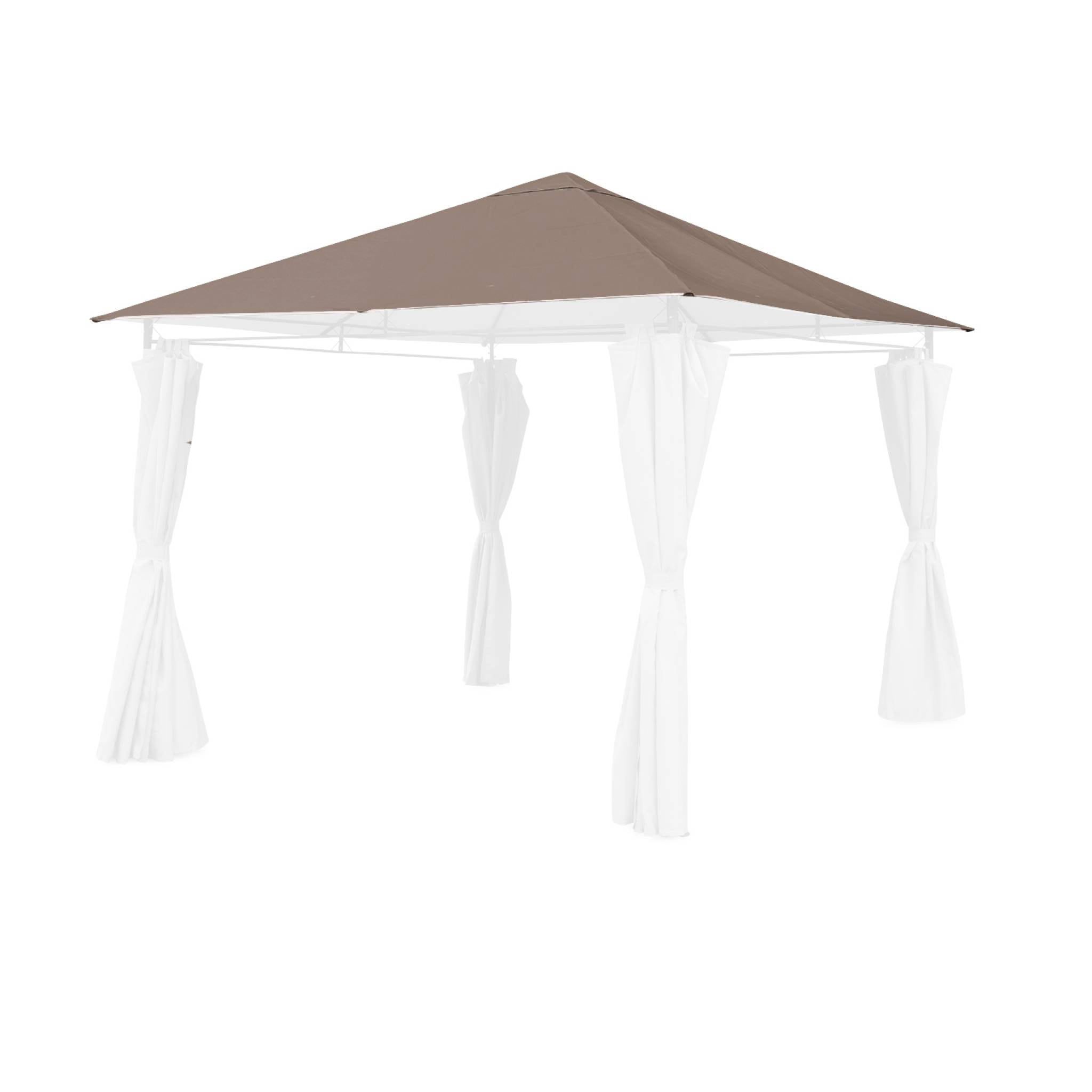 Toile de toit taupe pour tonnelle 3x3m Elusa - toile de rechange pergola. toile de remplacement