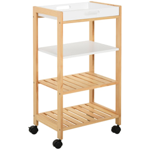 Carrito de Cocina 4 Niveles con Bandeja 40x30x76cm Blanco