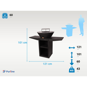 Barbacoa con plancha redonda con grill y soporte en acero EFP57B PURLINE  W