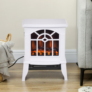 Chimenea Eléctrica 1000 W/2000 W Chimenea Decorativa con Temperatura Ajustable LED Llamas y Protección Sobrecalentamiento para 15-20 ãŽ¡ 36,5x24x46 cm Blanco
