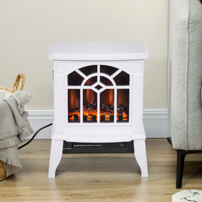 Chimenea Eléctrica 1000 W/2000 W Chimenea Decorativa con Temperatura Ajustable LED Llamas y Protección Sobrecalentamiento para 15-20 ãŽ¡ 36,5x24x46 cm Blanco