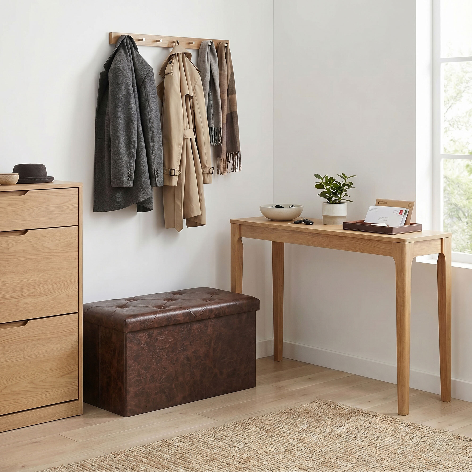Nemora Saddle 75 - Cassapanca Ottomana 76,2x38,1x38,1 cm Pouf Contenitore Poggiapiedi in Similpelle Marrone