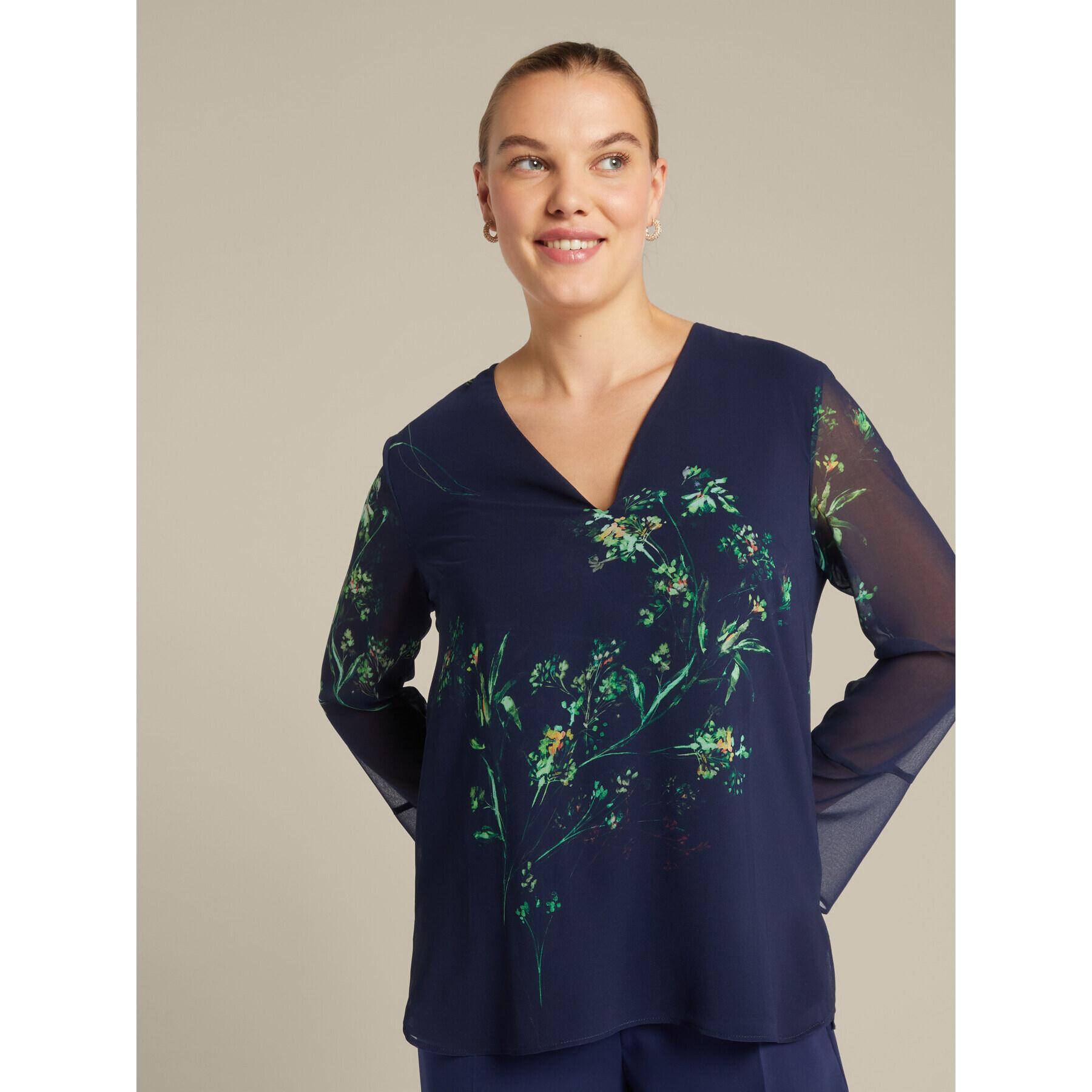 Elena Mirò - Blusa elegante floreale - Blu