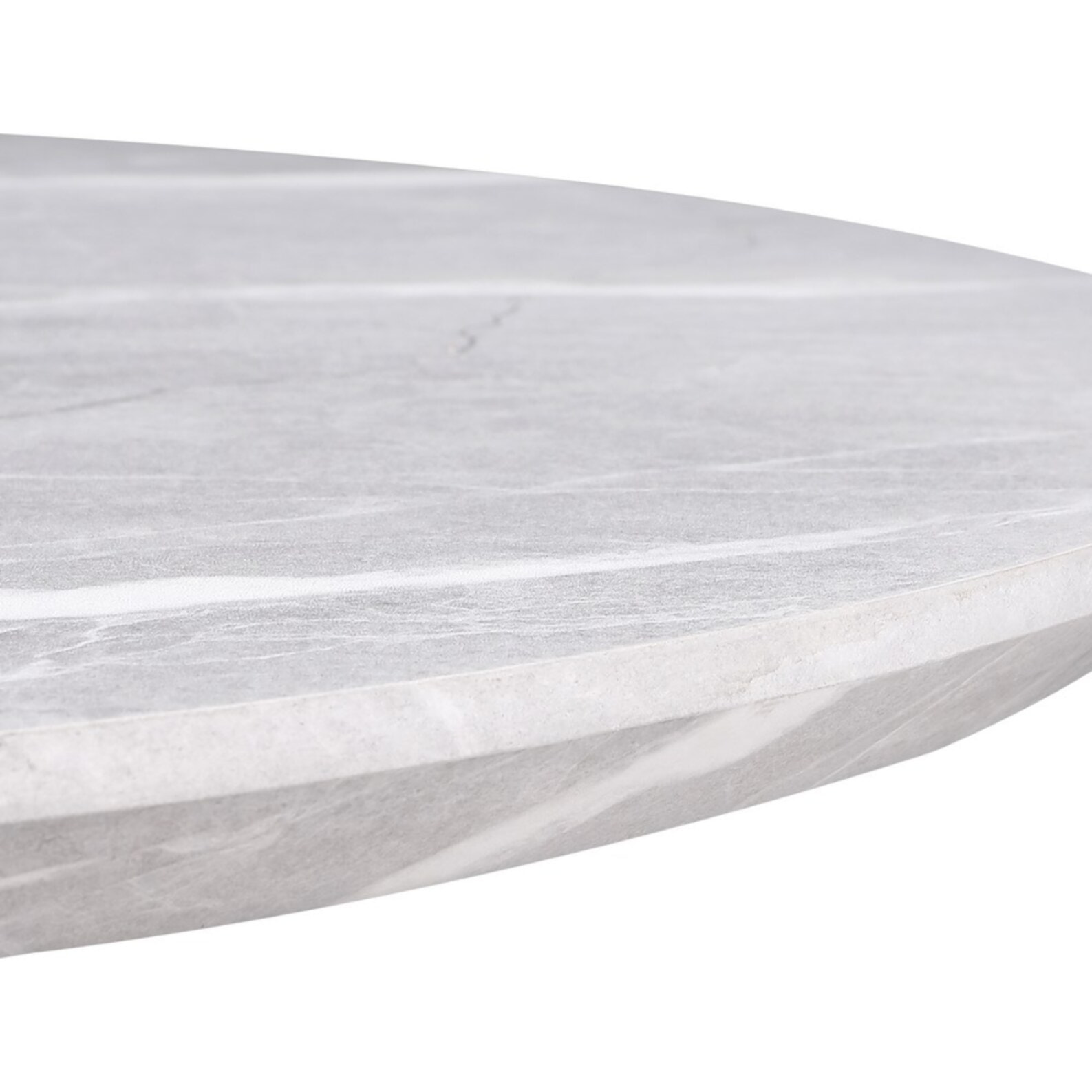 Tavolo tondo 120 cm top effetto marmo chiaro e gambe nere - Gabry