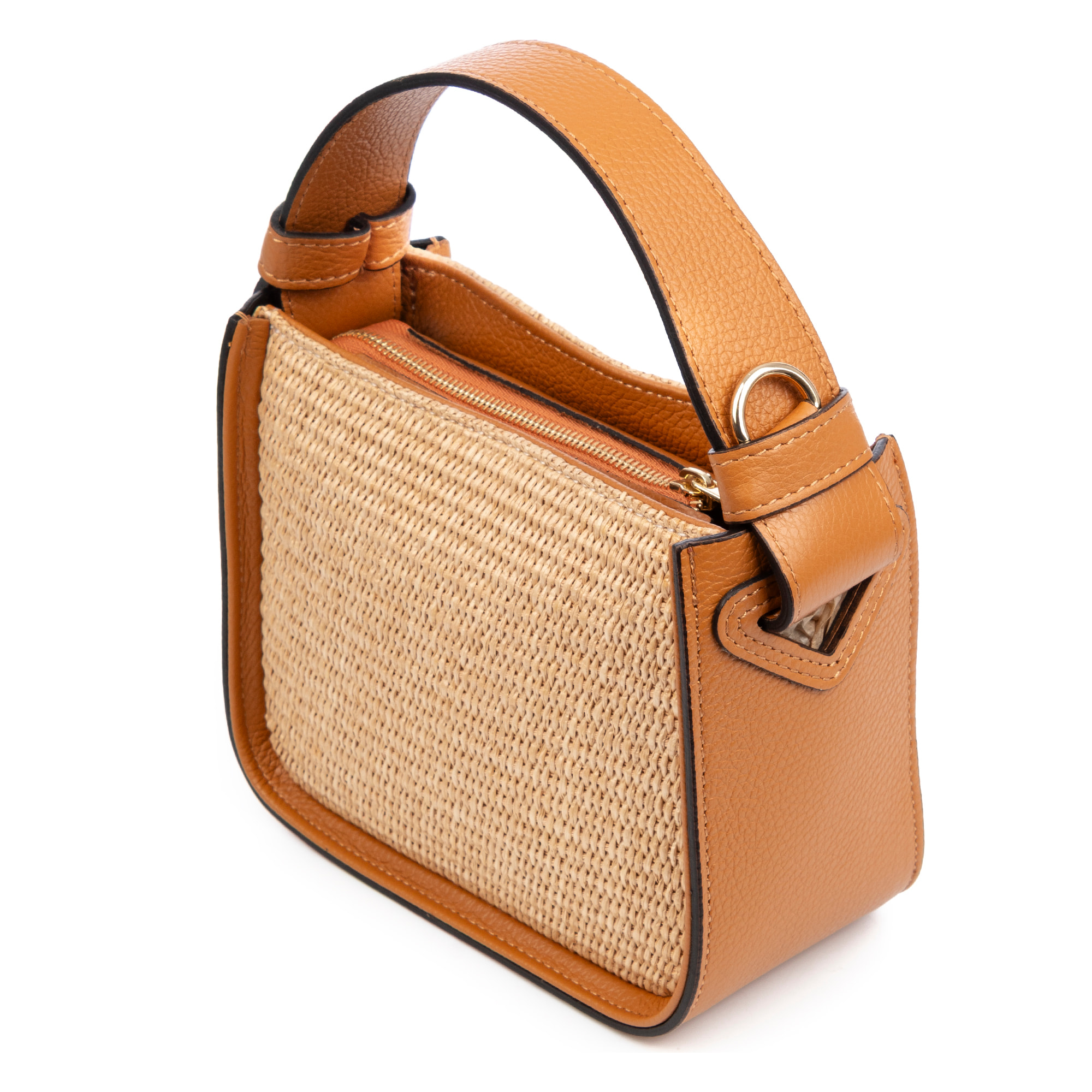 Baschi Bolso de mano Mujer. Fabricado en paja y piel auténtica Dollaro.