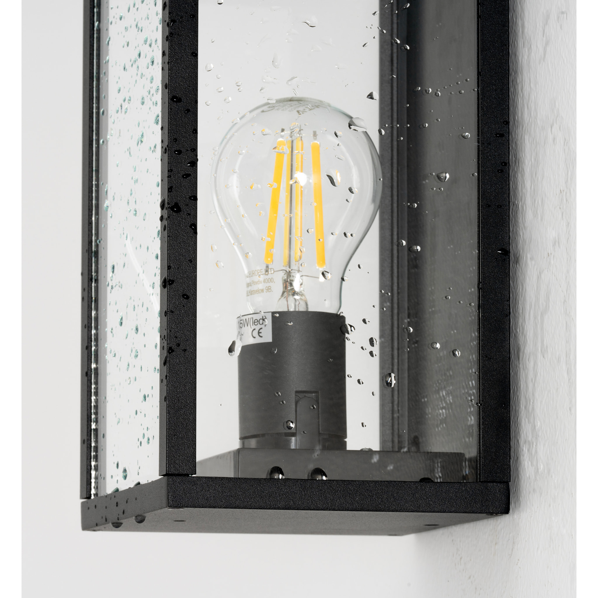 FORLIGHT Pristol Apliqiue rectangular para bombilla E27 en color negro