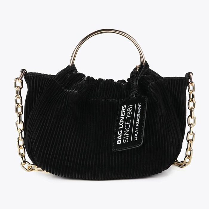 Piccola borsa plissettata effetto pelle cerata con etichetta 'bags lovers'