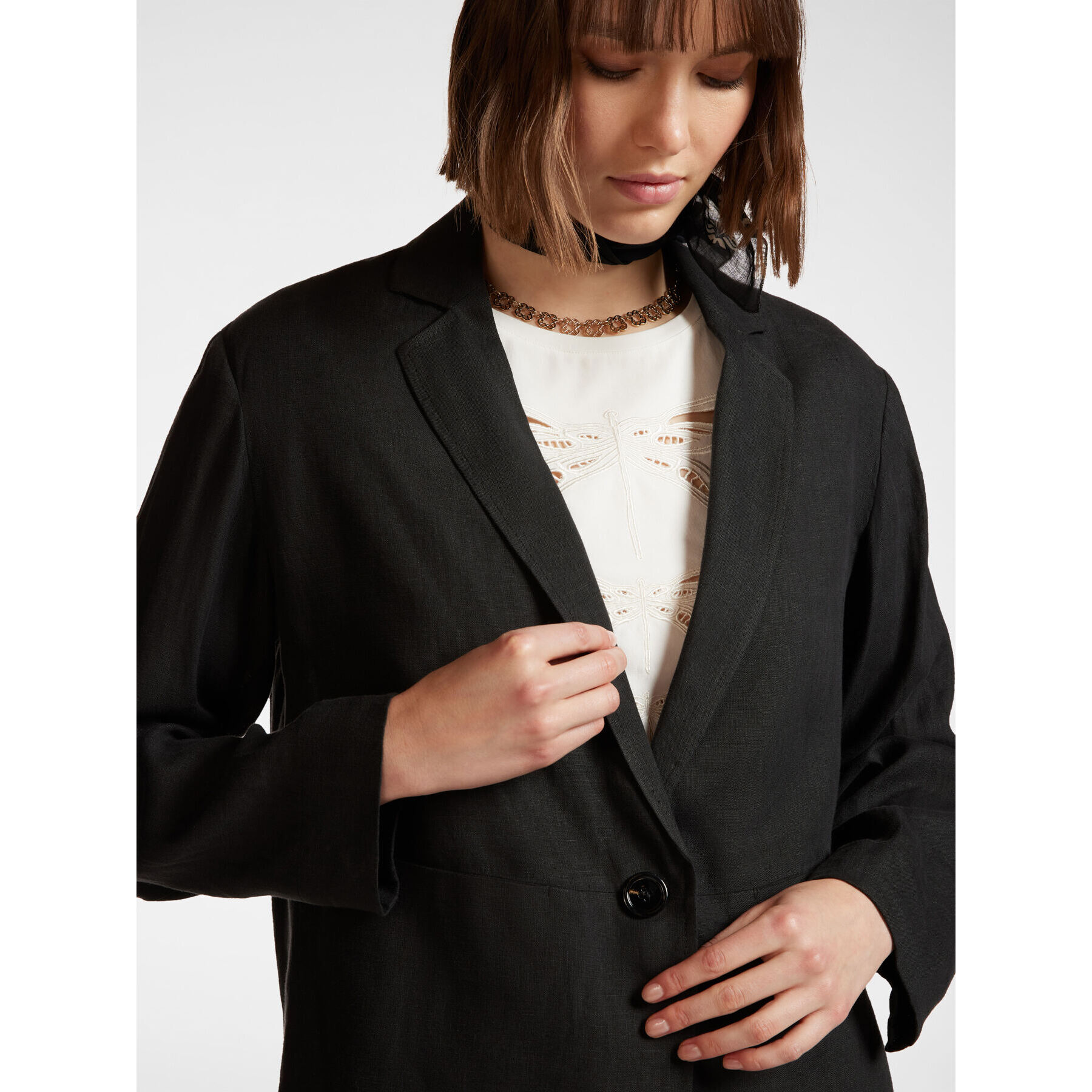 Elena Mirò - Americana de lino - Negro