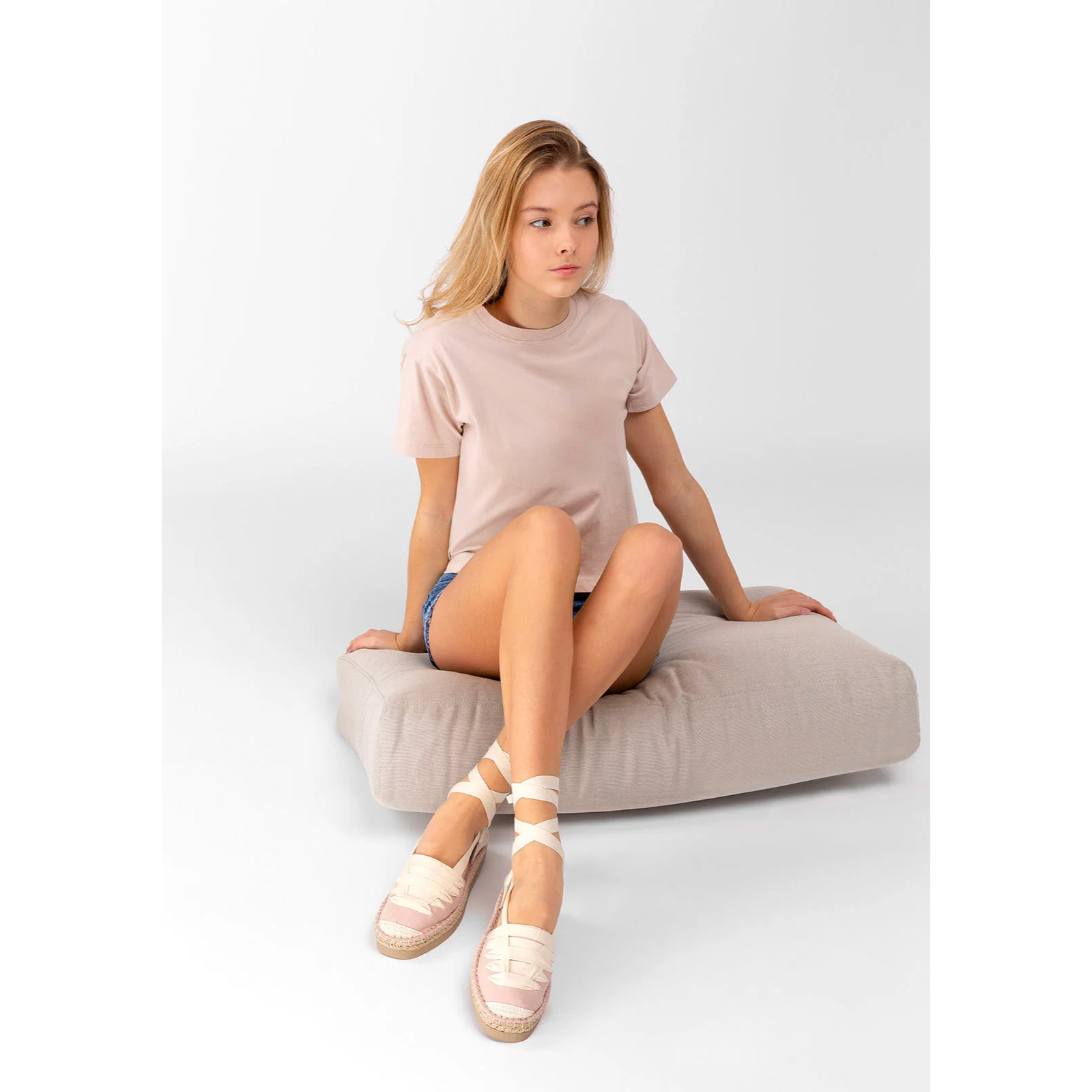 Espadrillas  per bambine con fiocco, tela B&W