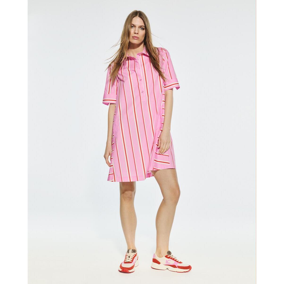 Abito Camicia a Righe Maniche Corte