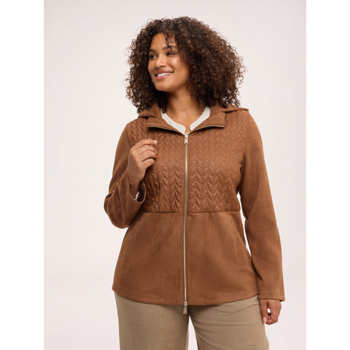 Fiorella Rubino - Giacca bimaterica soft touch - Marrone