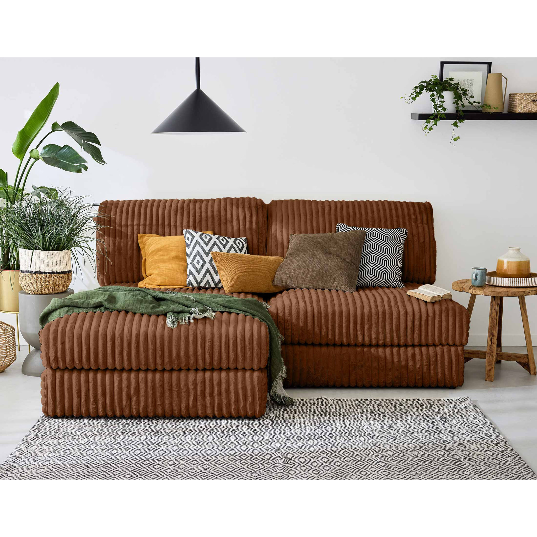 Jasper - module d'assise - en fausse fourrure côtelée - Rouille